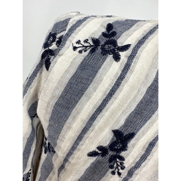 Misa Los Angeles Striped Floral Embroidery Long Sleeve Blouse - Picture 6 of 12